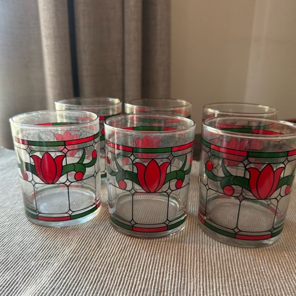 Coca Cola Red and Green Glass Tumbler Set